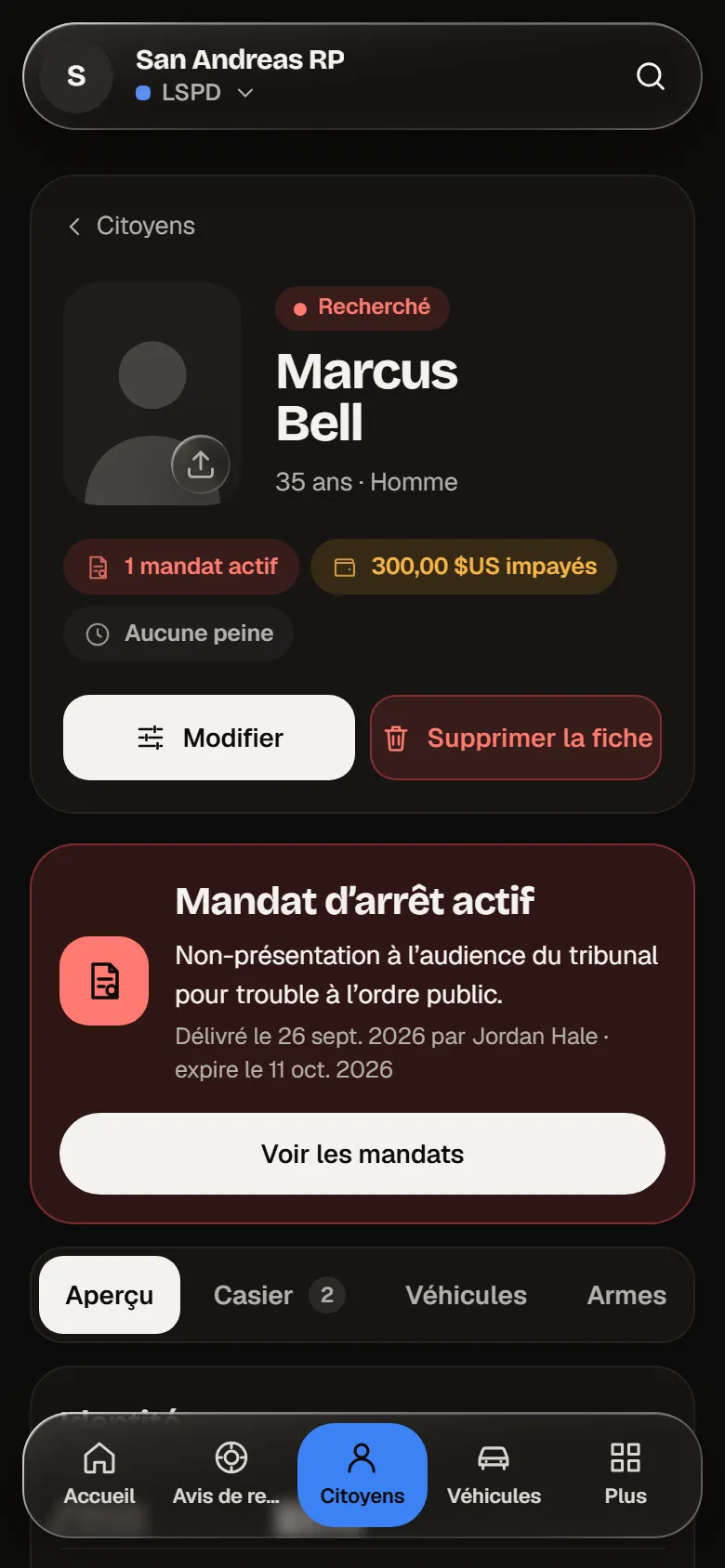 La fiche sur téléphone