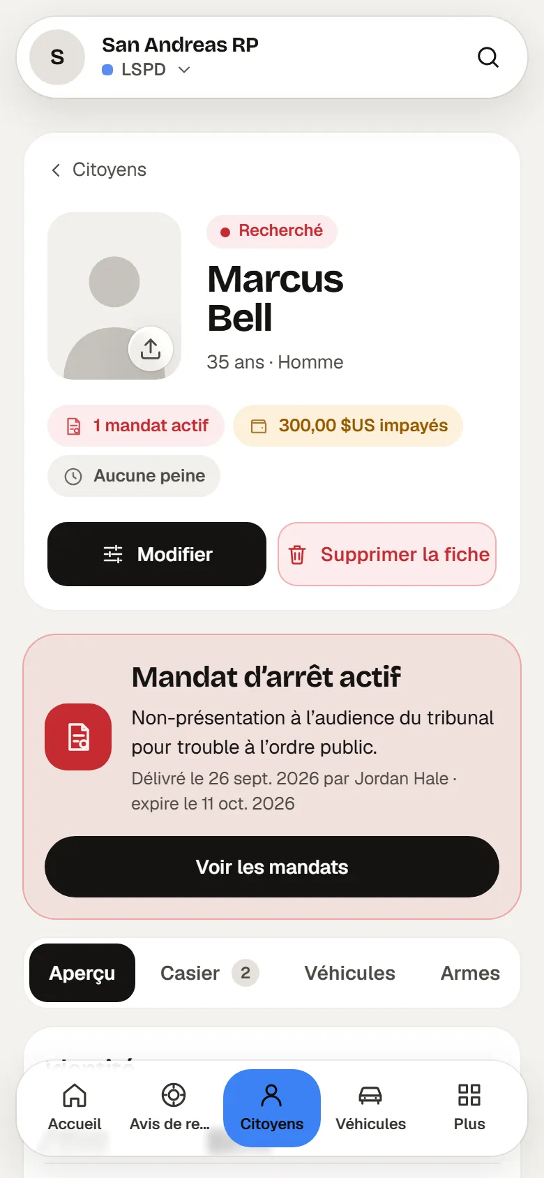 La fiche sur téléphone
