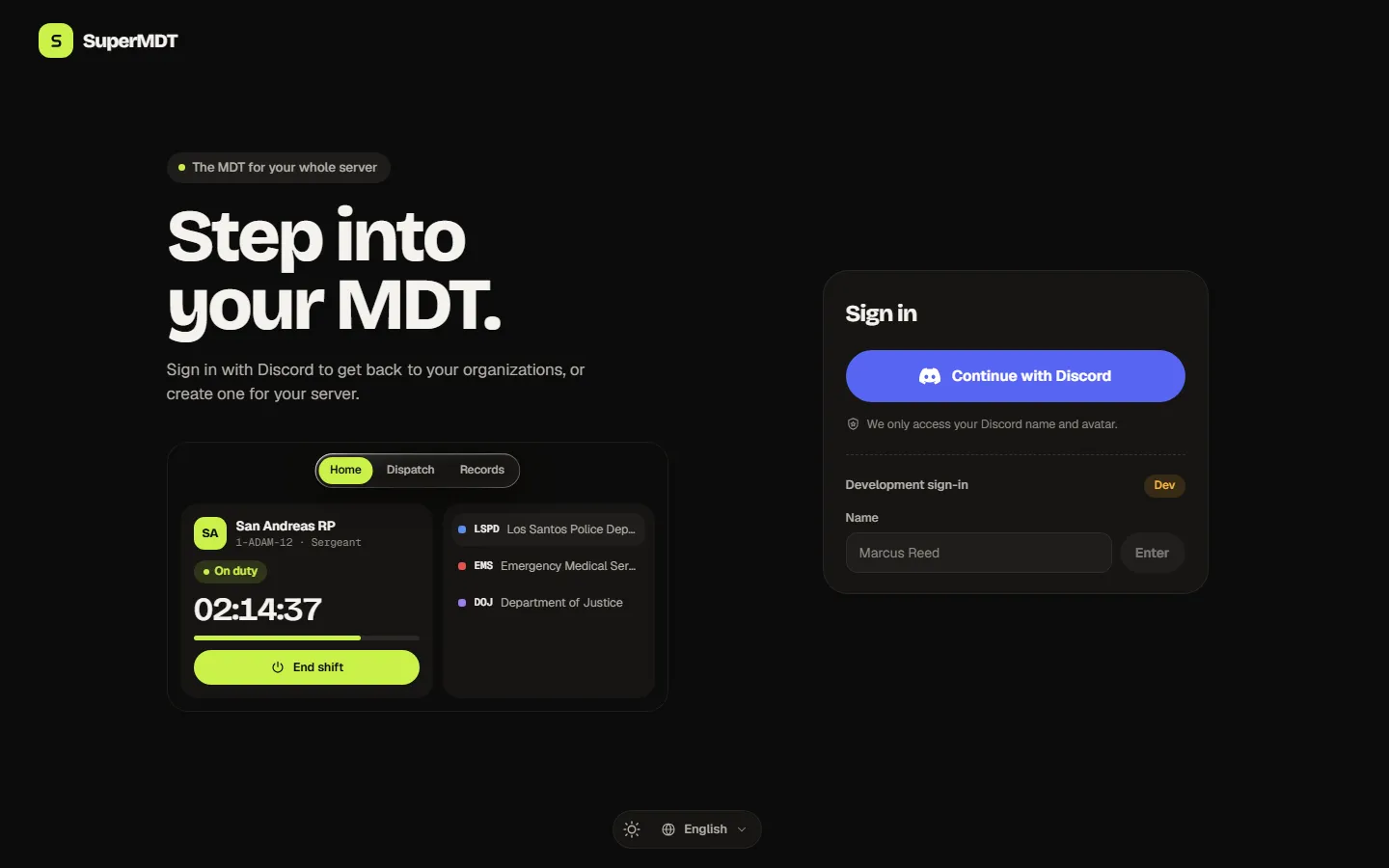 The sign-in screen