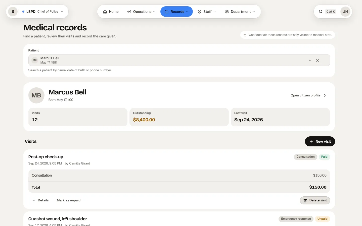 Marcus Bell’s medical record