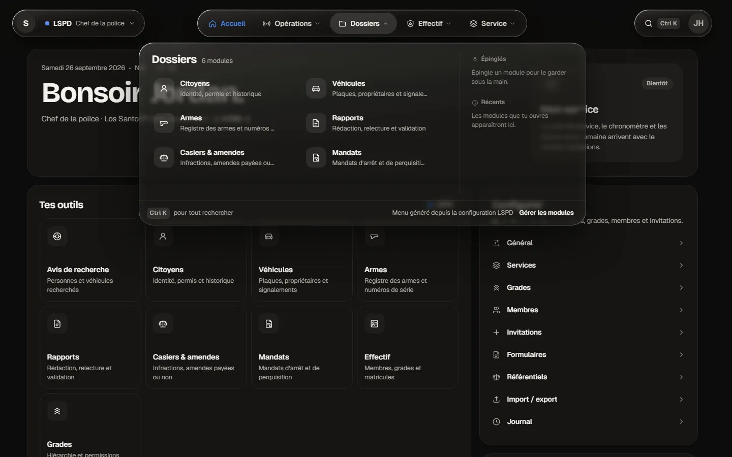 Le panneau du groupe Dossiers