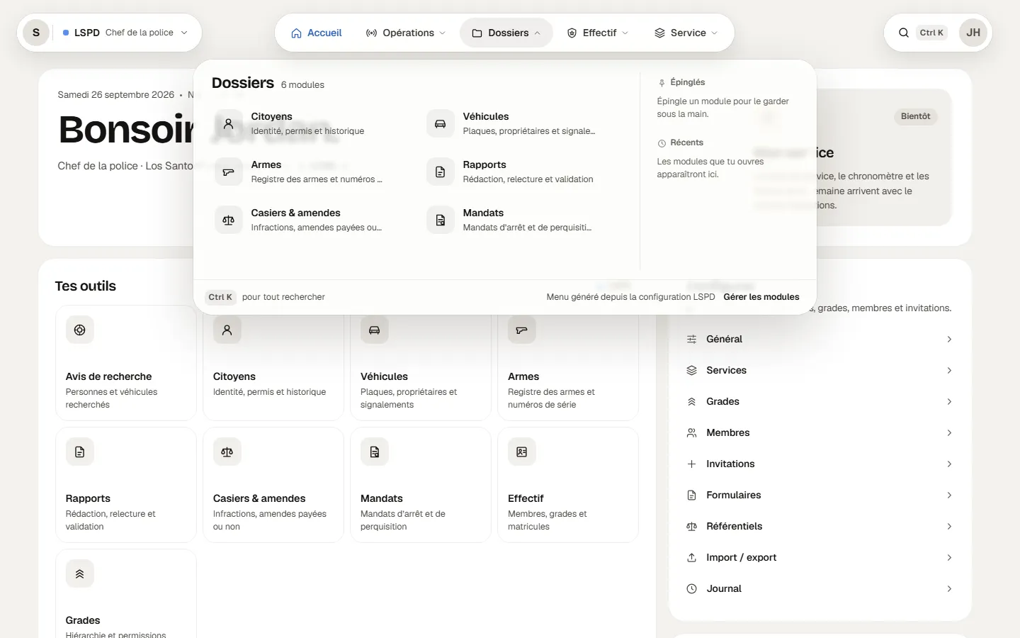 Le panneau du groupe Dossiers