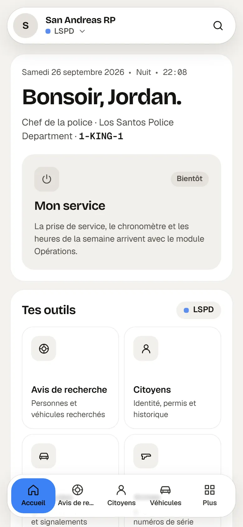L’accueil sur téléphone