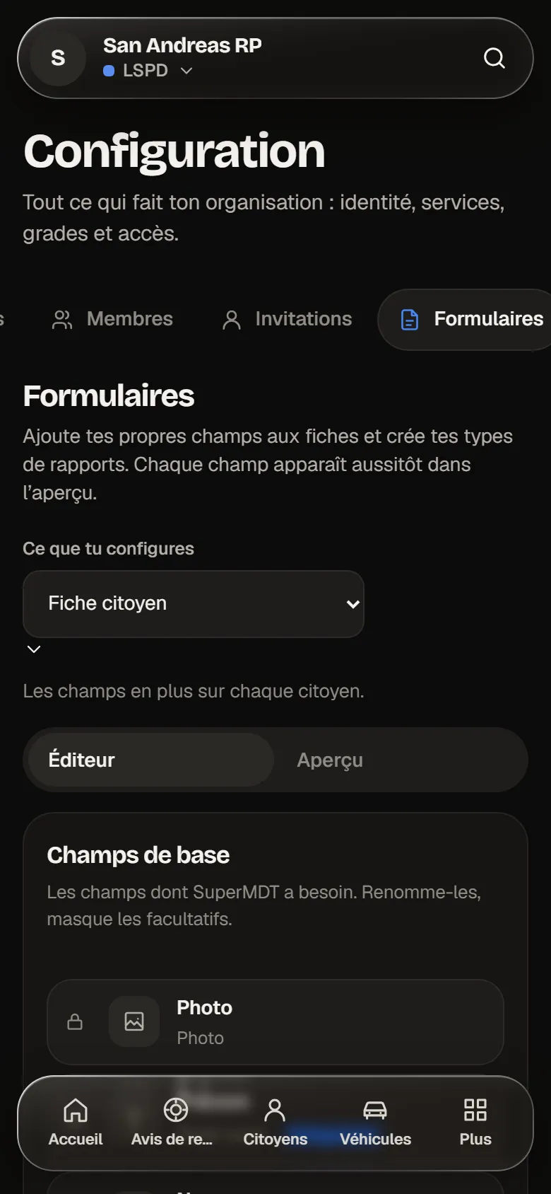 Formulaires sur téléphone