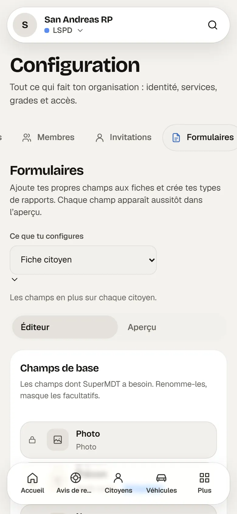 Formulaires sur téléphone