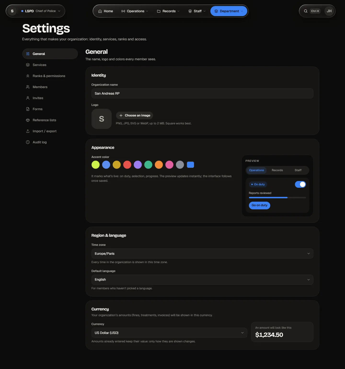 Settings › General