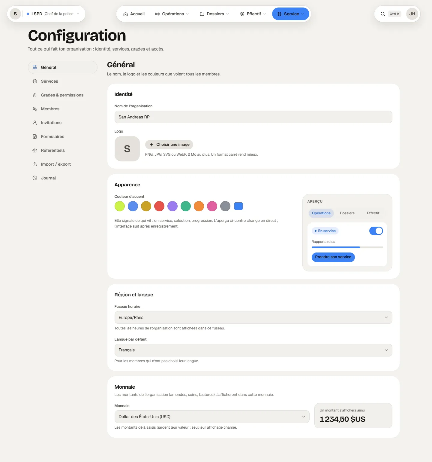 Configuration › Général
