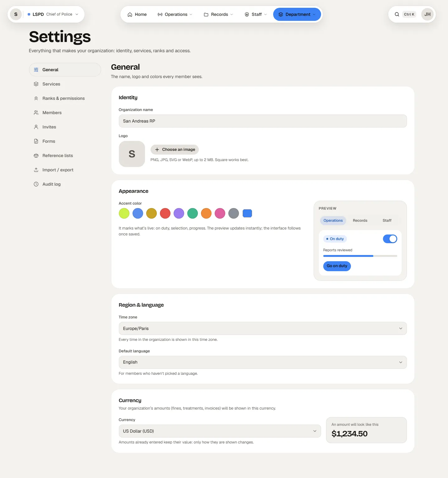 Settings › General