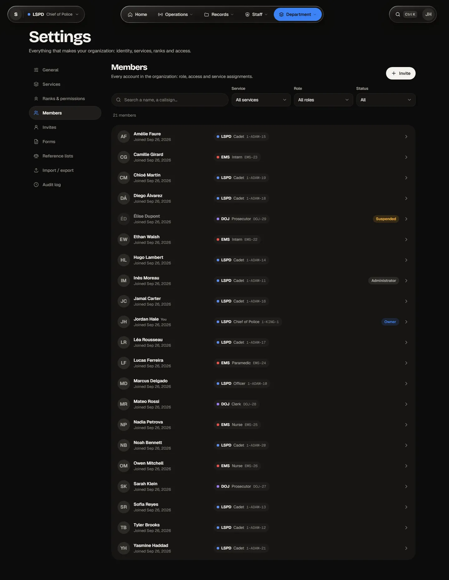 Settings › Members