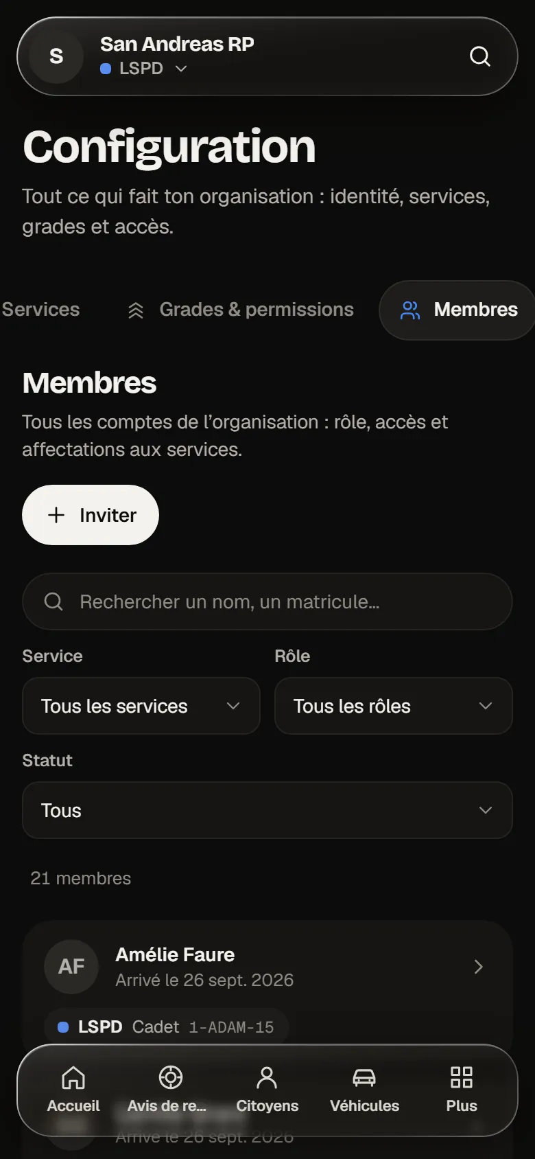 Les membres sur téléphone