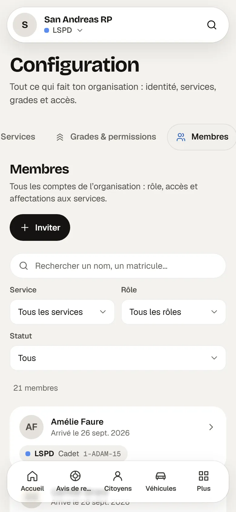 Les membres sur téléphone